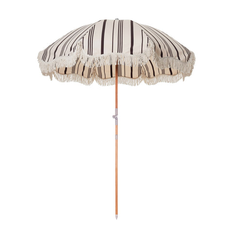 Premium Beach Umbrella · Sonnenschirm · Vintage Black Stripe