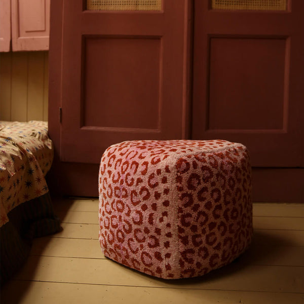 Pouf · Leopard Rosa (Klein)