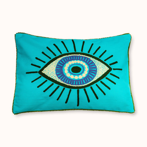 Kissen mit Füllung · Turquoise Evil Eyes